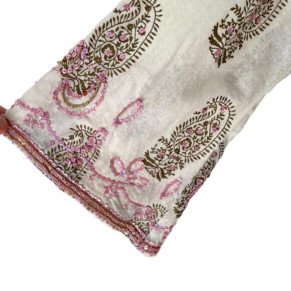 Juliet Dunn London Sequin White Pink Gold Swimsuit Beach Coverup Wrap Dress 1 - Picture 4 of 9